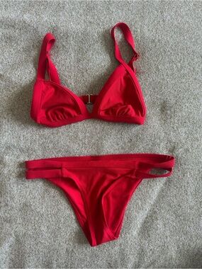 Xhilaration Red Double-Strap Triangle Bikini Set